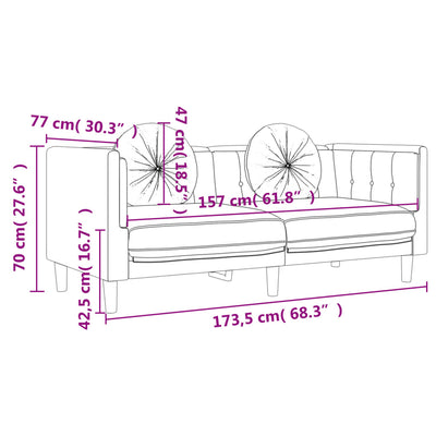 2-personers sofa med hynder velour gul