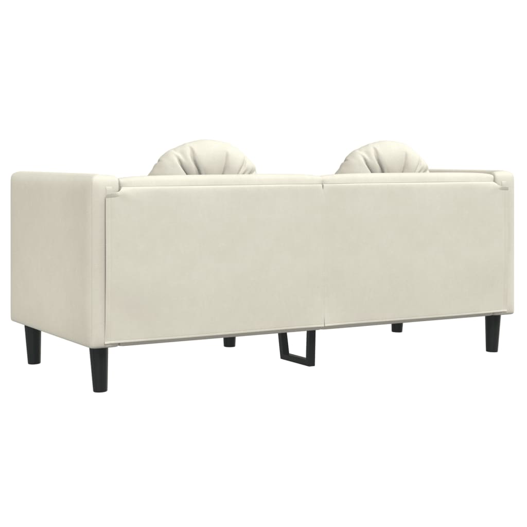 2-personers sofa med hynder velour cremefarvet