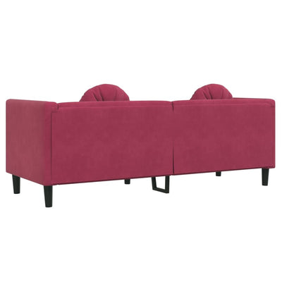 3-personers sofa med hynder velour vinrød