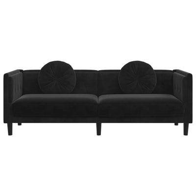 3-personers sofa med hynder velour sort