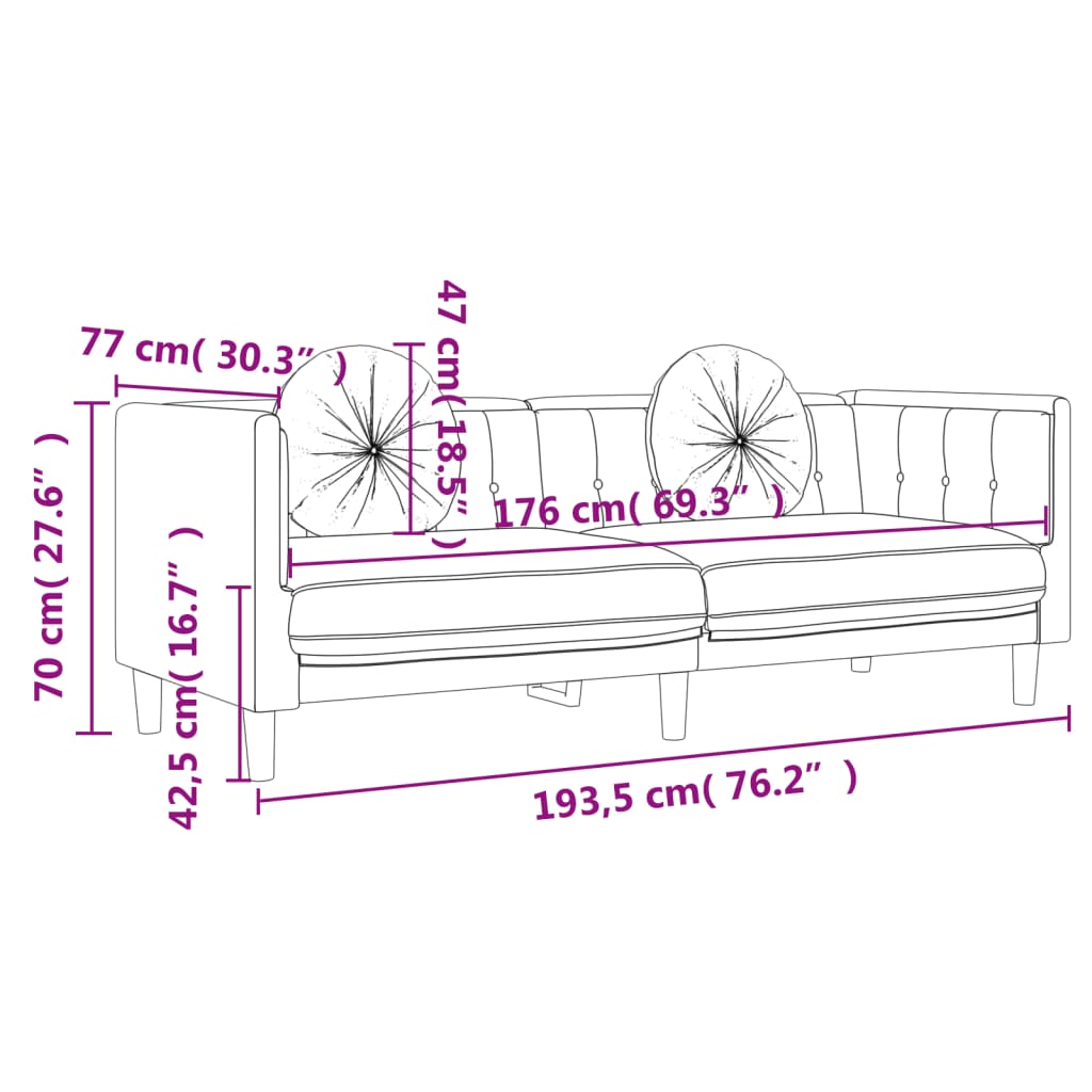 3-personers sofa med hynder velour sort