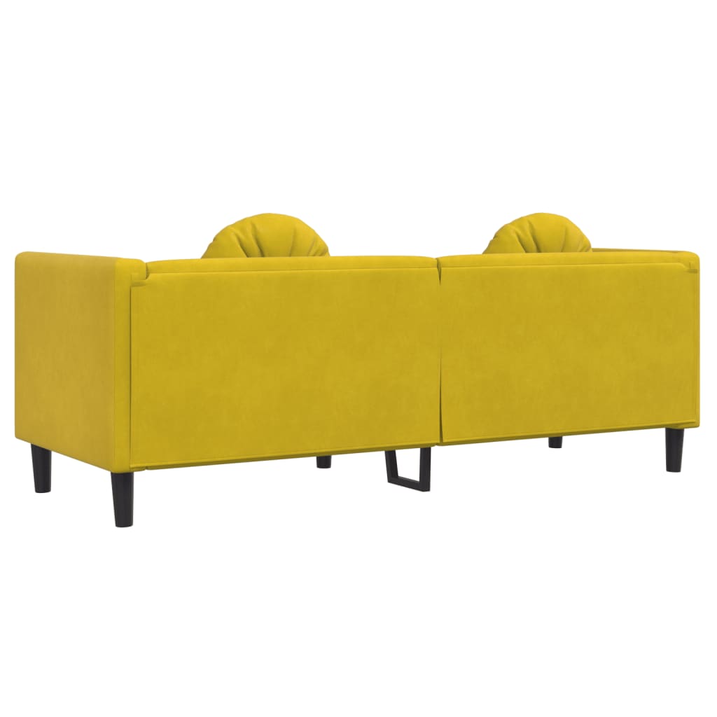 3-personers sofa med hynder velour gul