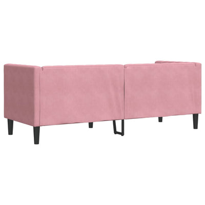 3-personers Chesterfield-sofa med bolsterpuder fløjl pink