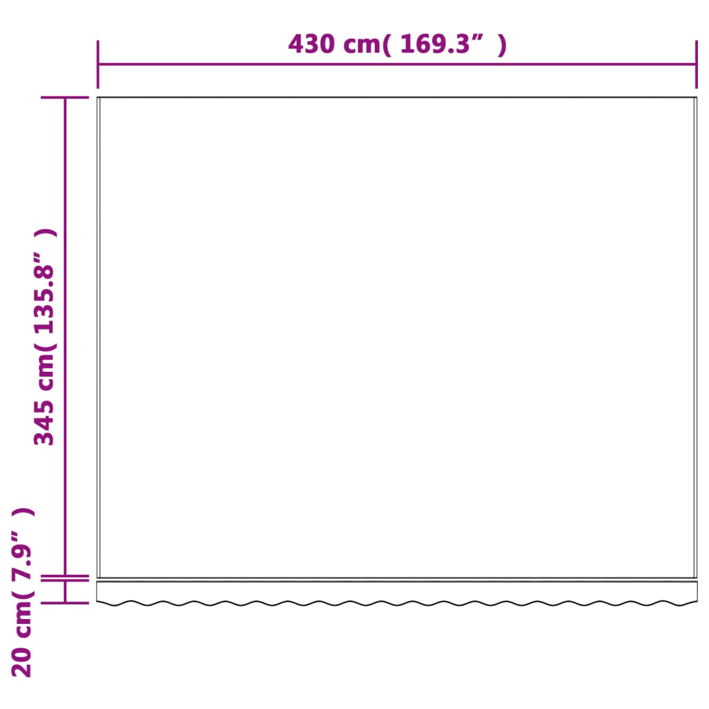 markisedug 4,5x,3,5 m stribet flerfarvet