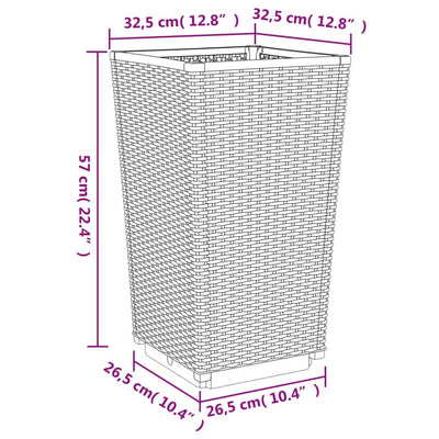 plantekurve 4 stk. 32,5x32,5x57 cm PP brun