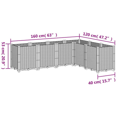 plantekasse 160x120x53 cm PP hvid