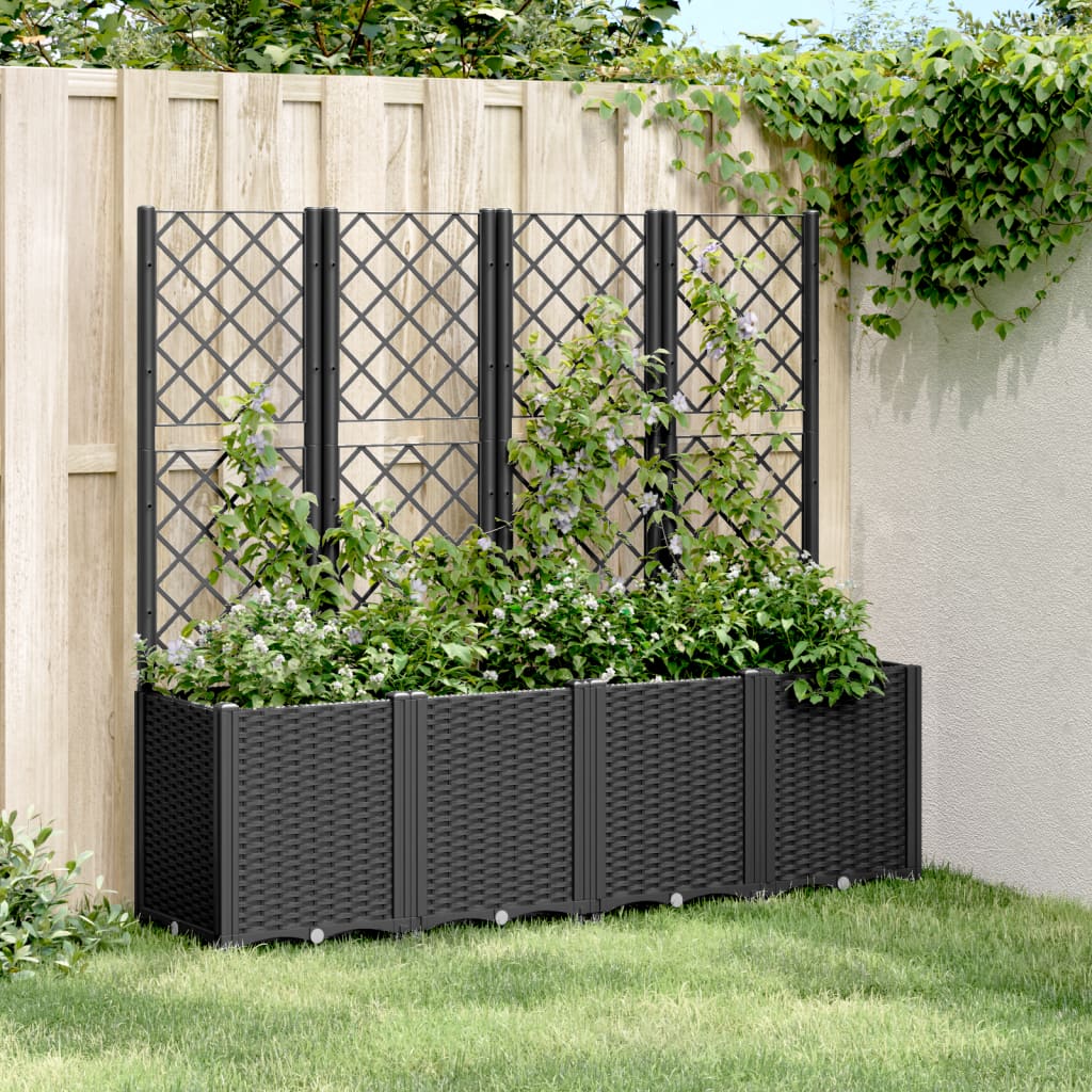 plantekasse med espalier 160x40x140 cm PP sort