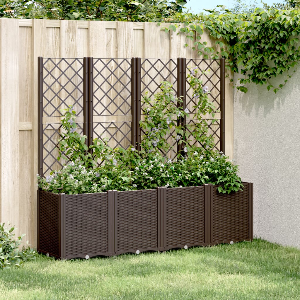 plantekasse med espalier 160x40x140 cm PP brun