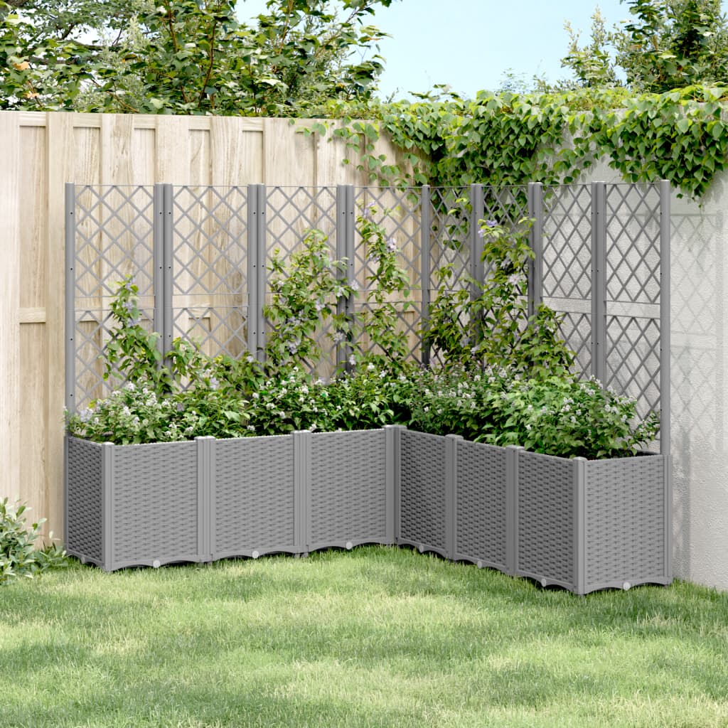 plantekasse med espalier 160x160x140 cm PP lysegrå