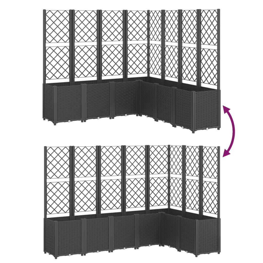 plantekasse med espalier 160x160x140 cm PP sort