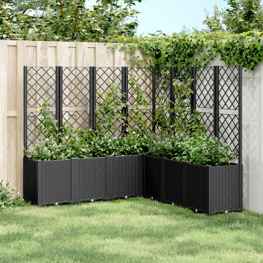 plantekasse med espalier 160x160x140 cm PP sort