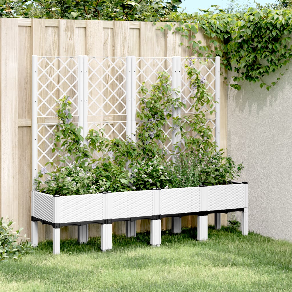 plantekasse med espalier 160x40x142 cm PP hvid