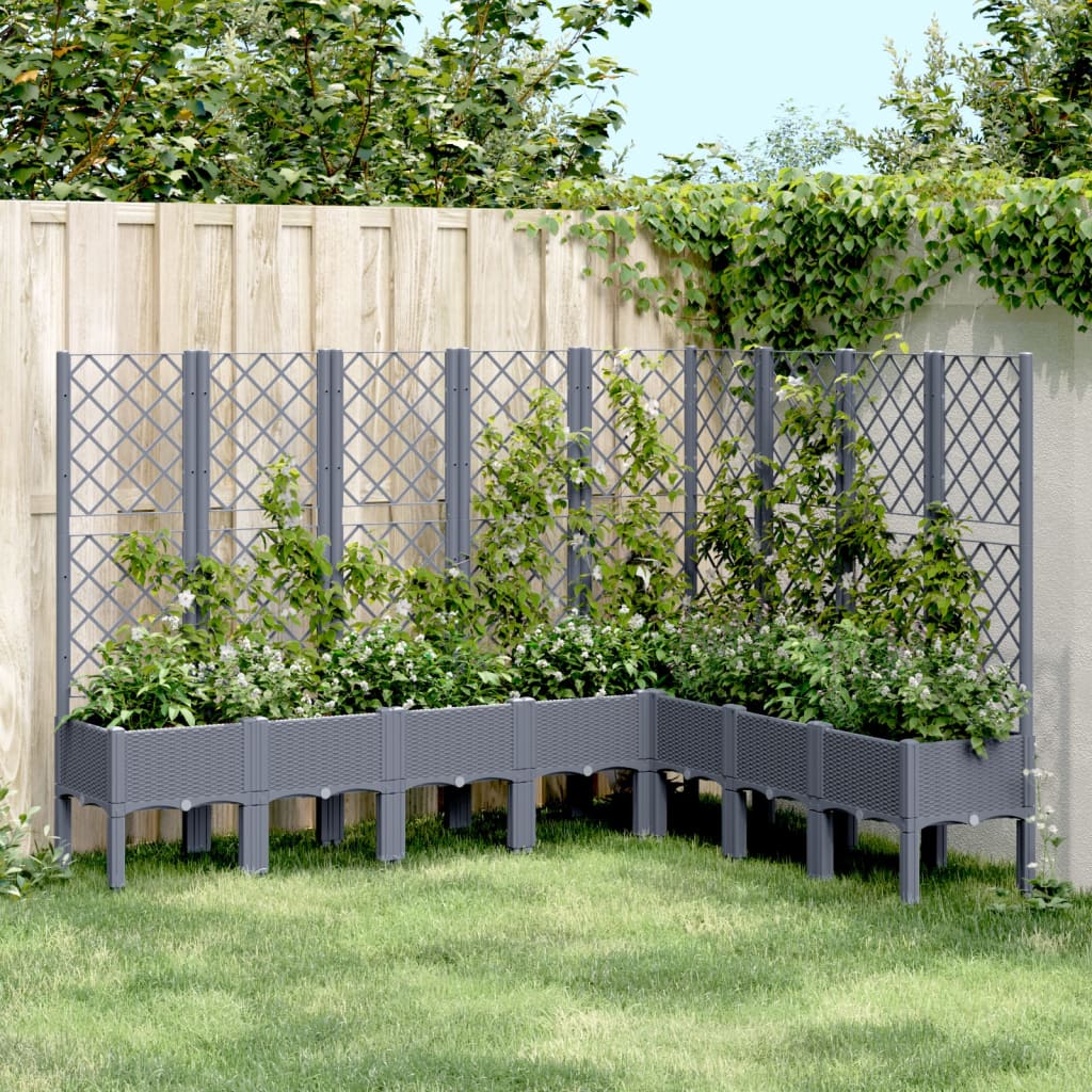 plantekasse med espalier 200x160x142 cm PP blågrå