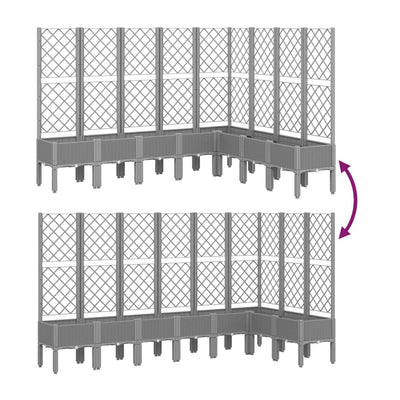 plantekasse med espalier 200x160x142 cm PP lysegrå
