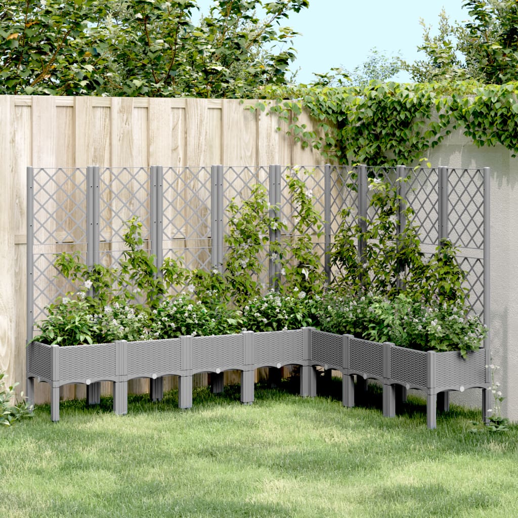 plantekasse med espalier 200x160x142 cm PP lysegrå