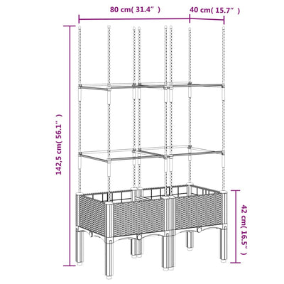 plantekasse med espalier 80x40x142,5 cm PP hvid