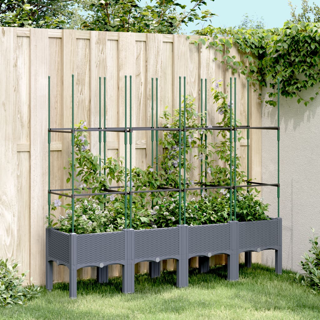 plantekasse med espalier 160x40x142,5 cm PP blågrå