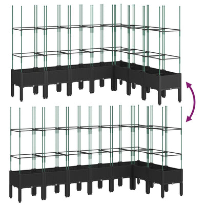 plantekasse med espalier 200x160x142,5 cm PP sort