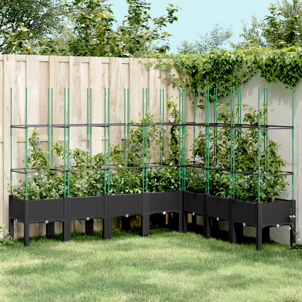 plantekasse med espalier 200x160x142,5 cm PP sort