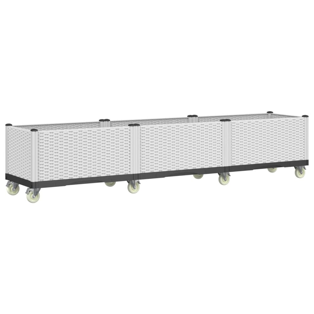 plantekasse med hjul 240x50x54 cm PP hvid