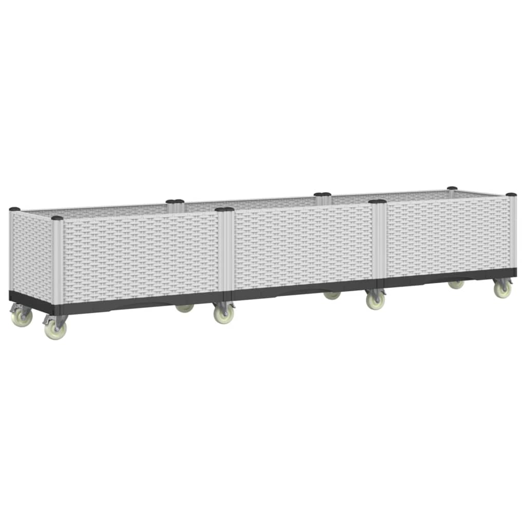 plantekasse med hjul 240x50x54 cm PP hvid