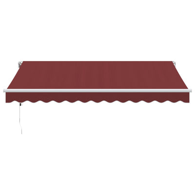 markise med LED-lys 350x250 cm automatisk betjening bordeaux