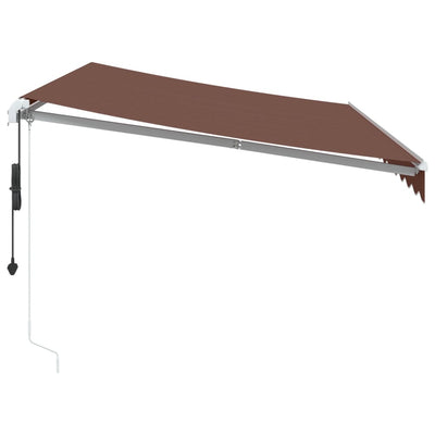 markise med LED-lys 350x250 cm automatisk betjening brun