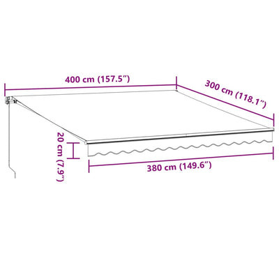 markise med LED-lys 400x300 cm automatisk betjening brun