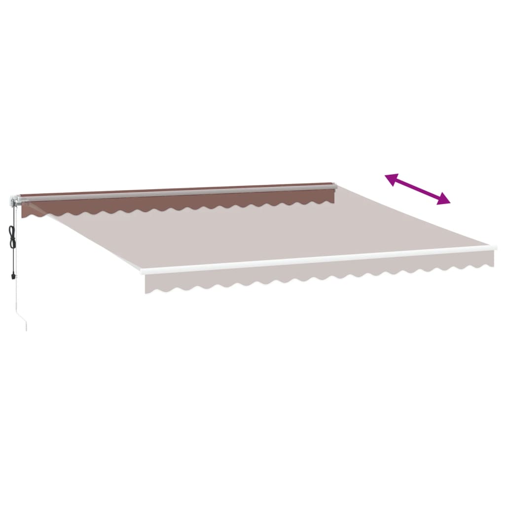 markise med LED-lys 500x300 cm automatisk betjening brun