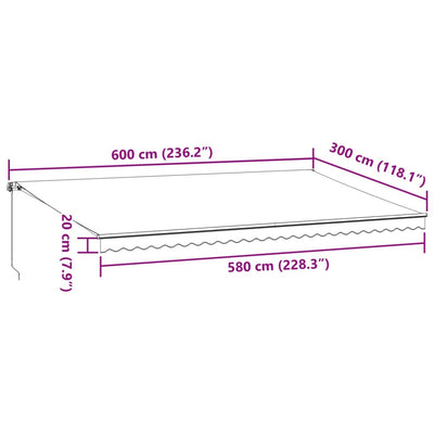 markise med LED-lys 600x300 cm automatisk betjening brun