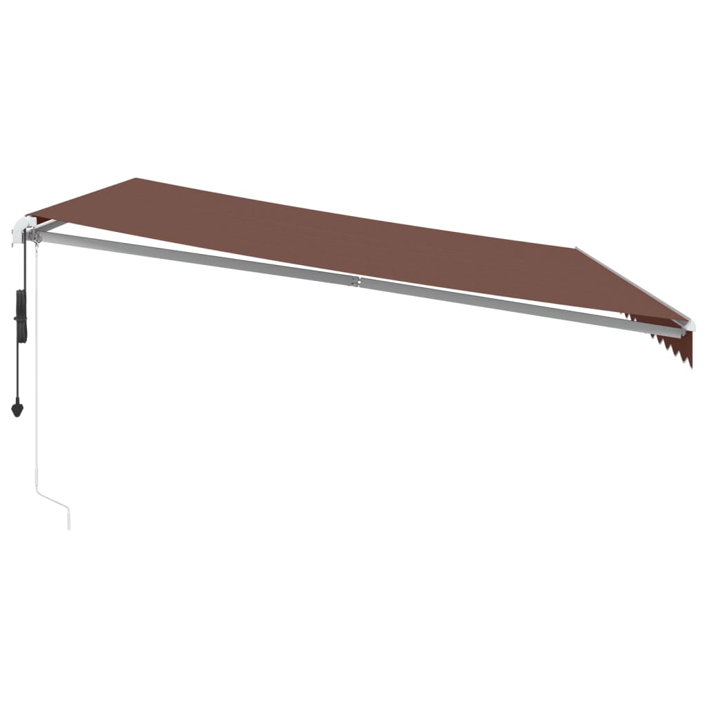 markise med LED-lys 450x350 cm automatisk betjening brun