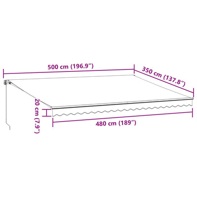 markise med LED-lys 500x350 cm automatisk betjening brun