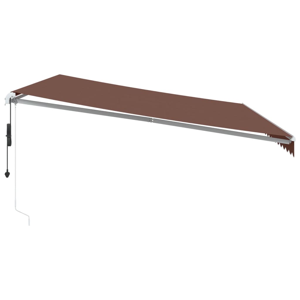 markise med LED-lys 500x350 cm automatisk betjening brun