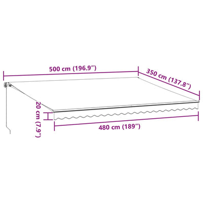 markise med LED-lys 500x350 cm automatisk betjening brun