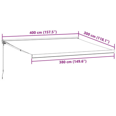 markise 400x300 cm automatisk betjening brun