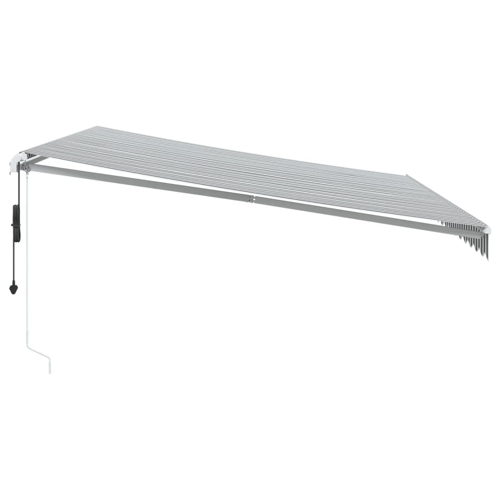 markise m. LED 450x300 cm automatisk betjening antracitgrå hvid