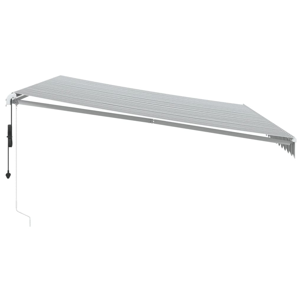 markise m. LED 500x300 cm automatisk betjening antracitgrå hvid