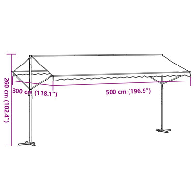 fritstående markise 500x300 cm stof og stål blå og hvid