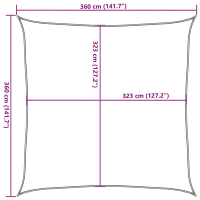 solsejl 3,6x3,6 m 100 % polyesterstof lysegrå