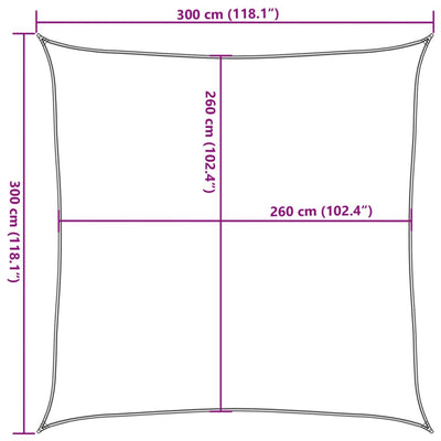 solsejl 3x3 m 100 % polyesterstof sandfarvet