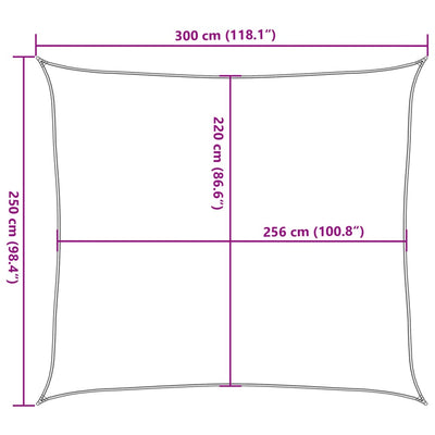 solsejl 3x2,5 m 100 % polyesterstof lysegrå