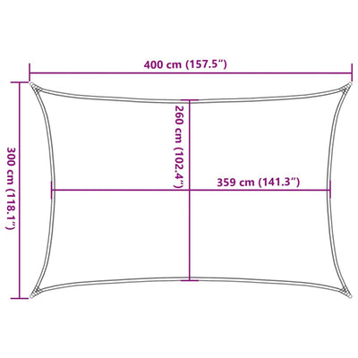 solsejl 4x3 m 100 % polyesterstof lysegrå