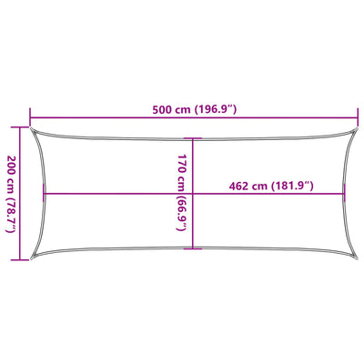 solsejl 5x2 m 100 % polyesterstof sandfarvet