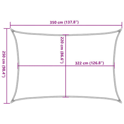 solsejl 3,5x2,5 m 100 % polyesterstof sandfarvet