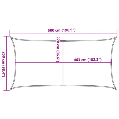 solsejl 5x2,5 m 100 % polyesterstof sandfarvet