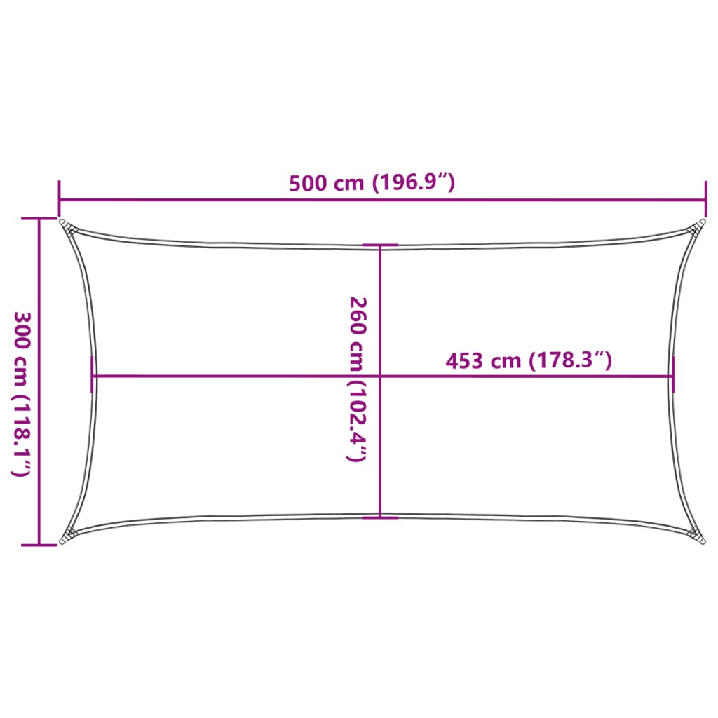 solsejl 5x3 m 100 % polyesterstof sandfarvet