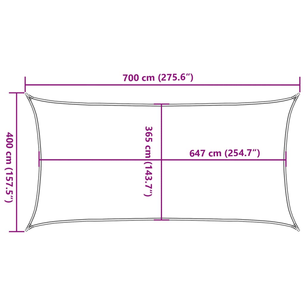 solsejl 7x4 m 100 % polyesterstof sandfarvet