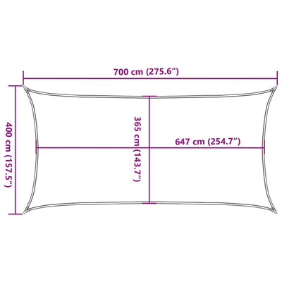 solsejl 7x4 m 100 % polyesterstof sandfarvet