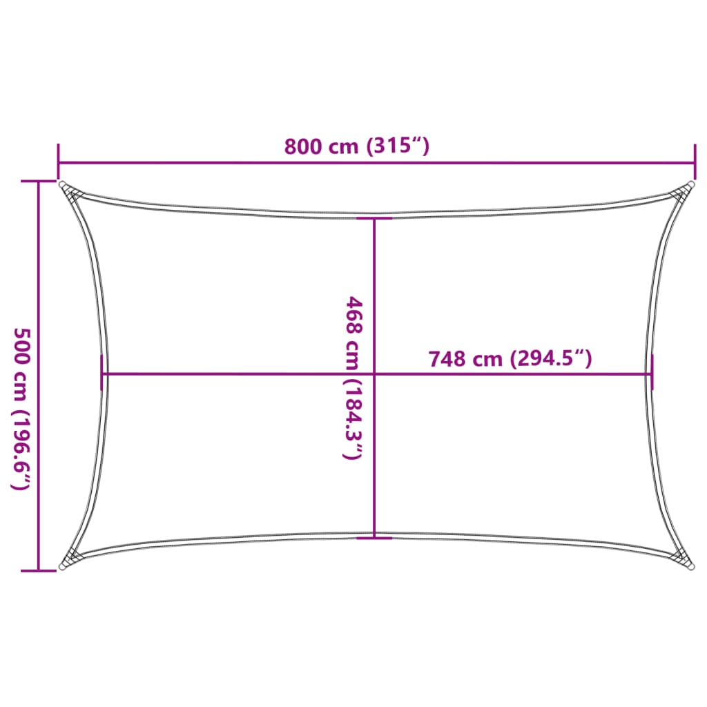 solsejl 8x5 m 100 % polyesterstof sandfarvet