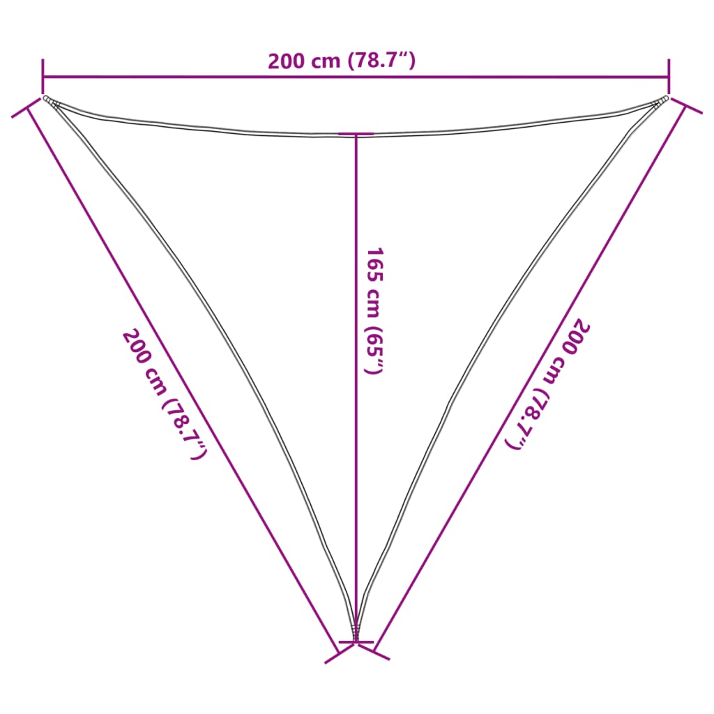 solsejl 2x2x2 m 100 % polyesterstof lysegrå